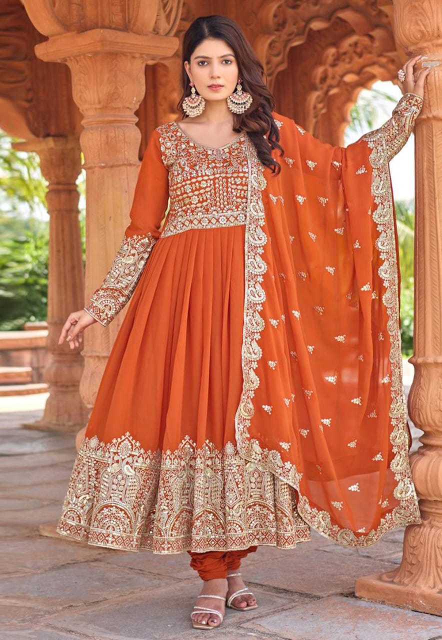 UST Faux Georgette Readymade Anarkali Suit 318938